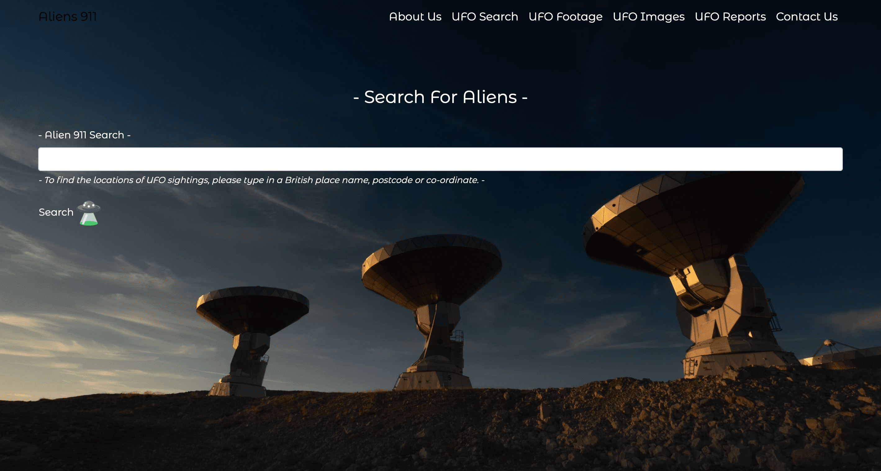 Alien 911 UFO Search Page Image
