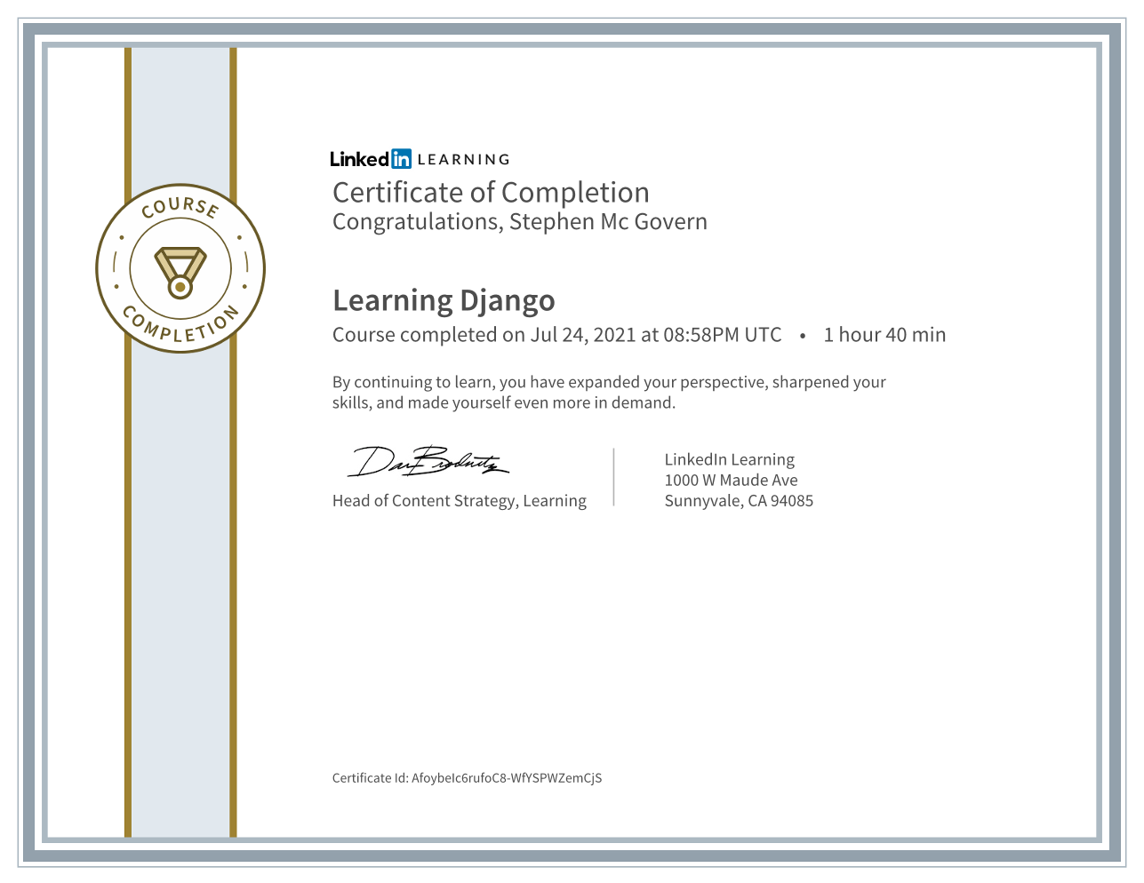 Learning Django Certificate