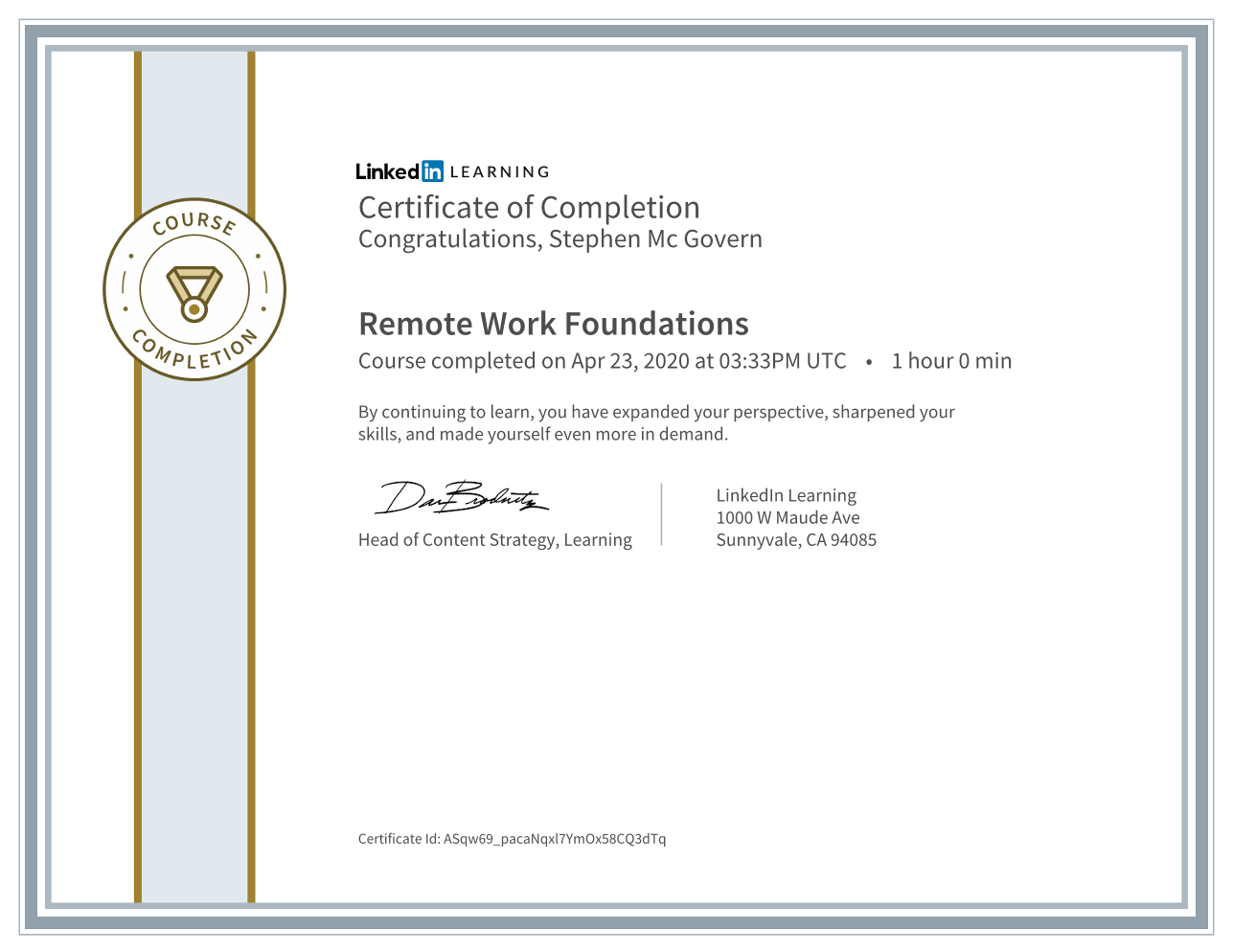 Remote Work Certificate